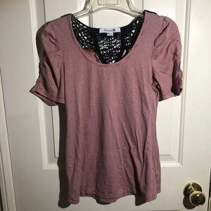 F21 red Stripe top with lace back Size M